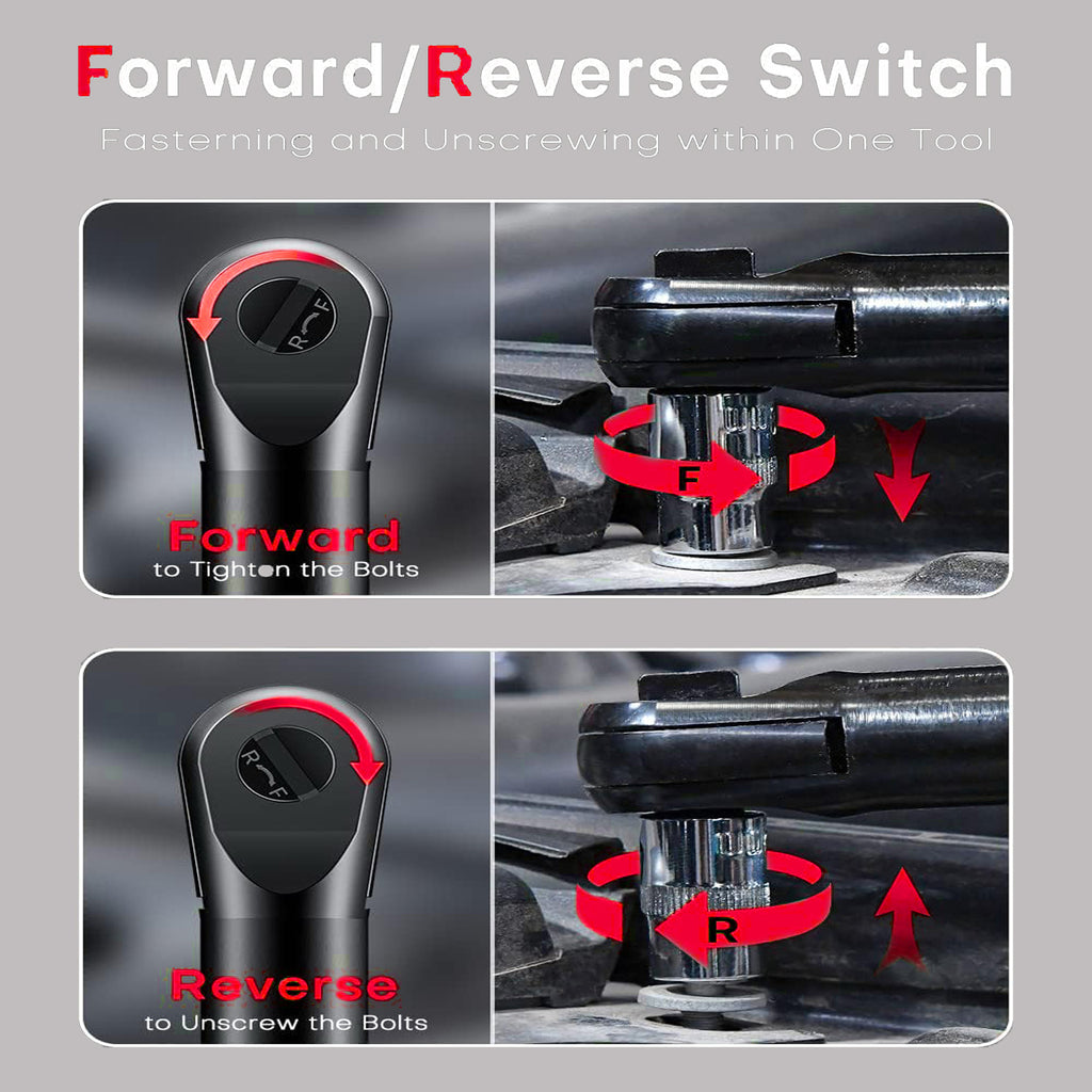 TQUAGGA 12V Cordless Electric Ratchet Wrench Set – 3/8" Drive, 45 ft-lbs