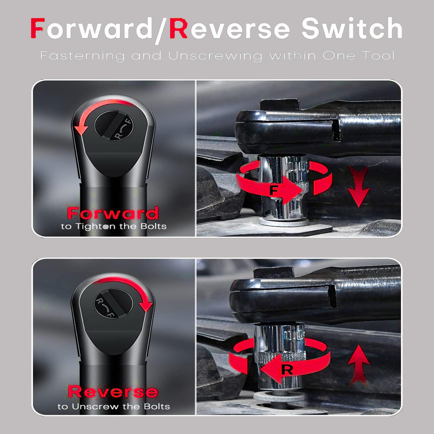 TQUAGGA 12V Cordless Electric Ratchet Wrench Set – 3/8" Drive, 45 ft-lbs