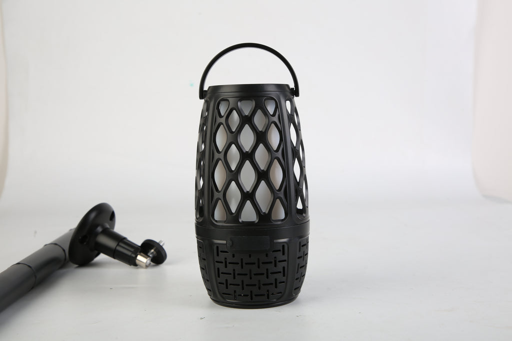 4-in-1 Wireless Bluetooth 5.3 Outdoor LED Flame Speaker – IPX5 Waterproof, Patio & Garden Speaker with 3 Flame Light Modes, Hook, Stake & Wall Mount, Sync Up to 100 Speakers