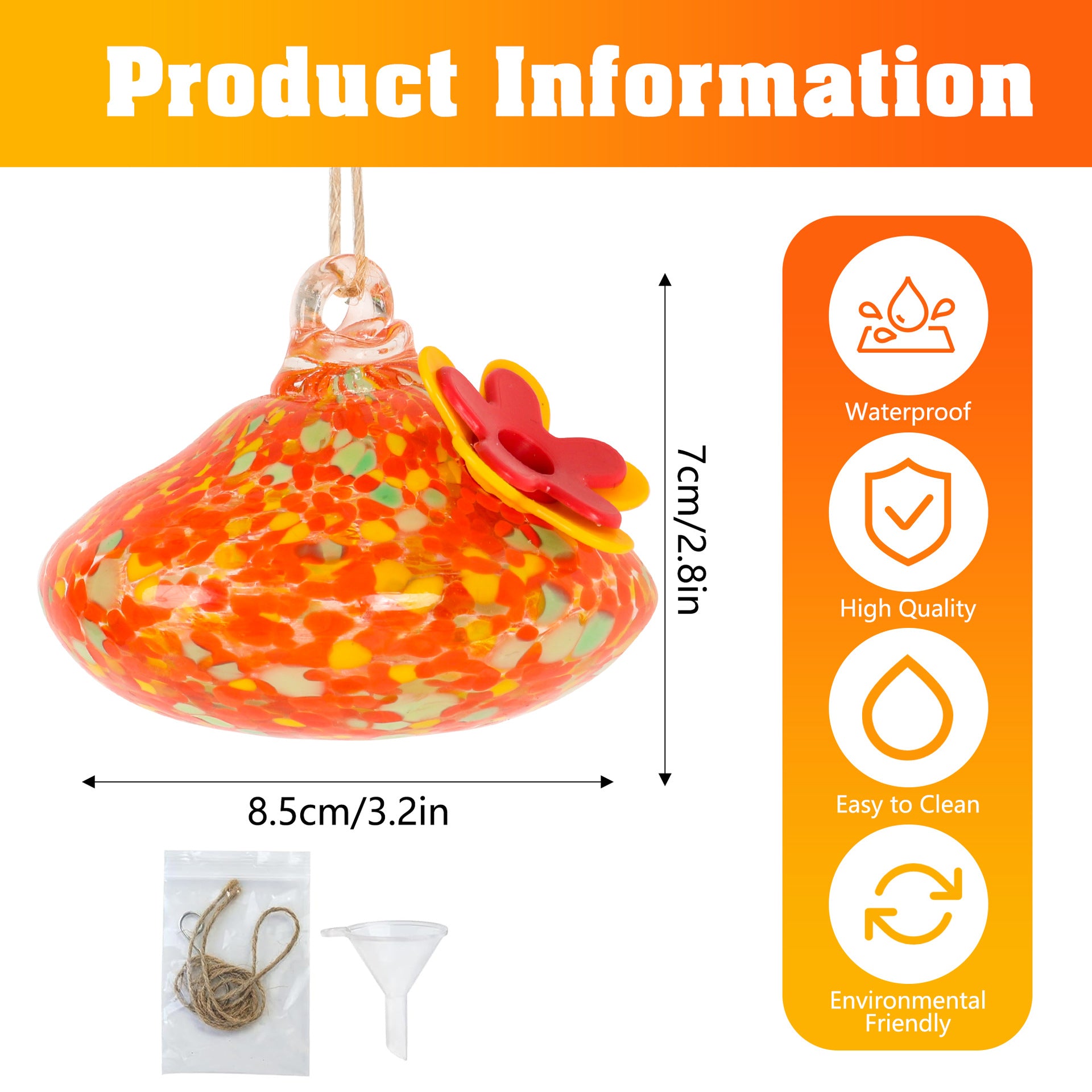 Handcrafted Glass Bird Feeder – Decorative Outdoor Garden Feeder