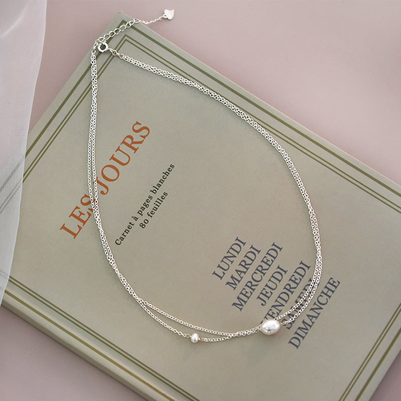ASHIQI Natural Freshwater Pearl Necklace for Women 925 Sterling Silver Chain Fashion Jewelry Gift