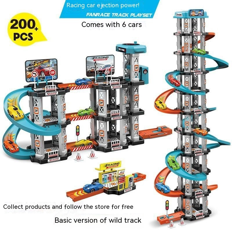 Children's Large Parking Lot Track Set with Cars