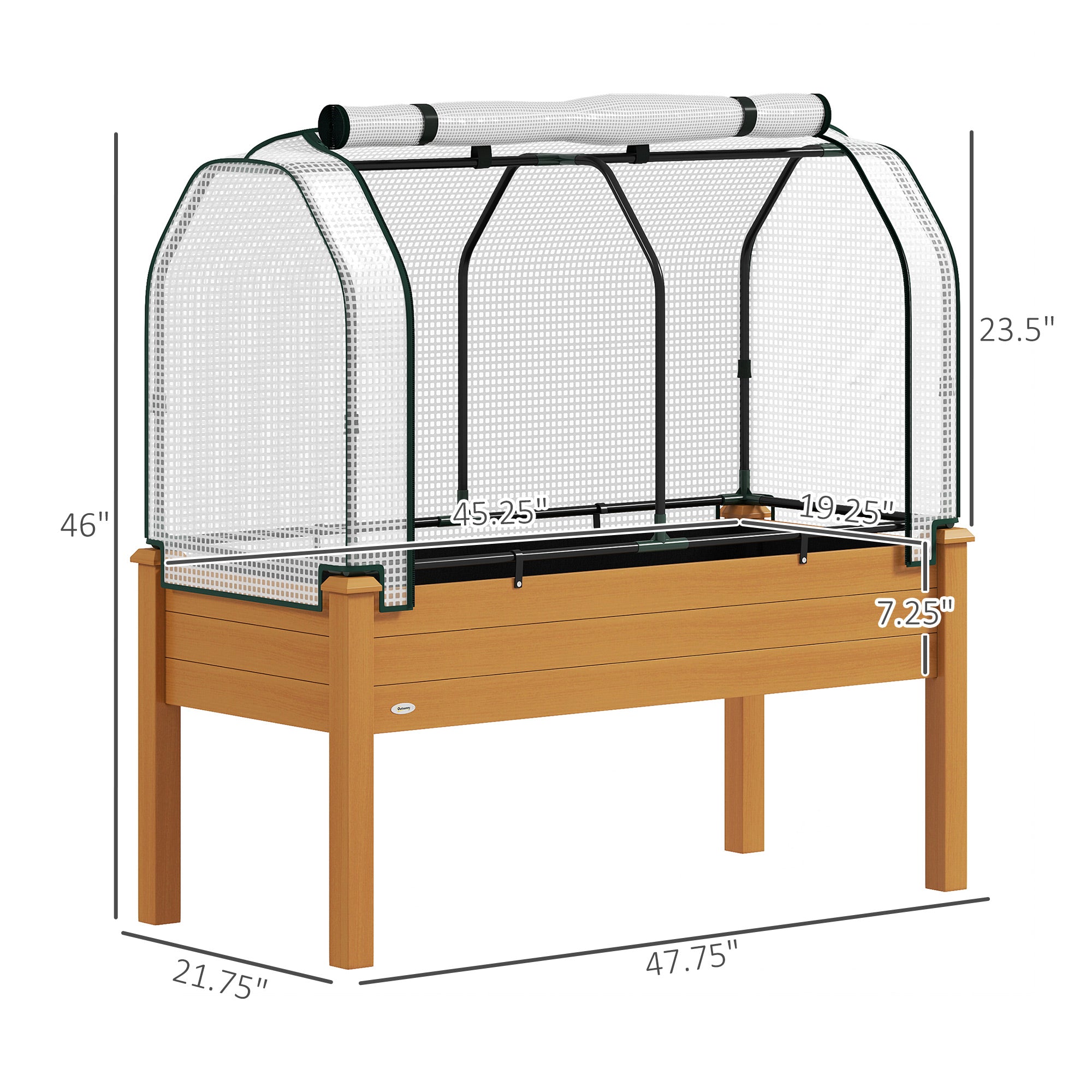 Raised Garden Bed with Greenhouse Cover - 48" x 22" x 46"