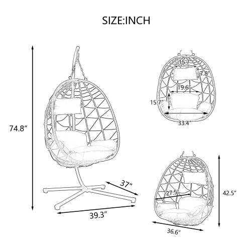 Wicker Hanging Egg Chair with Stand — Indoor & Outdoor Swing Chair