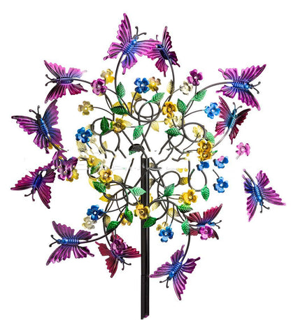 Wrought Iron Butterfly Windmill Garden Decoration Flower Rotating Windmill