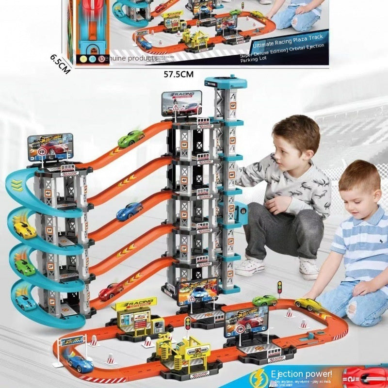 Children's Large Parking Lot Track Set with Cars