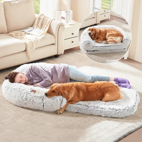 Human Dog Bed – 71"x43"x12" Foldable Plush Orthopedic Bed for People & Pets