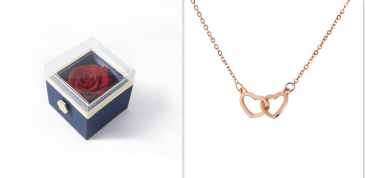 Acrylic Ring Box - Valentine's Day Proposal & Engagement Gift Box with Rose