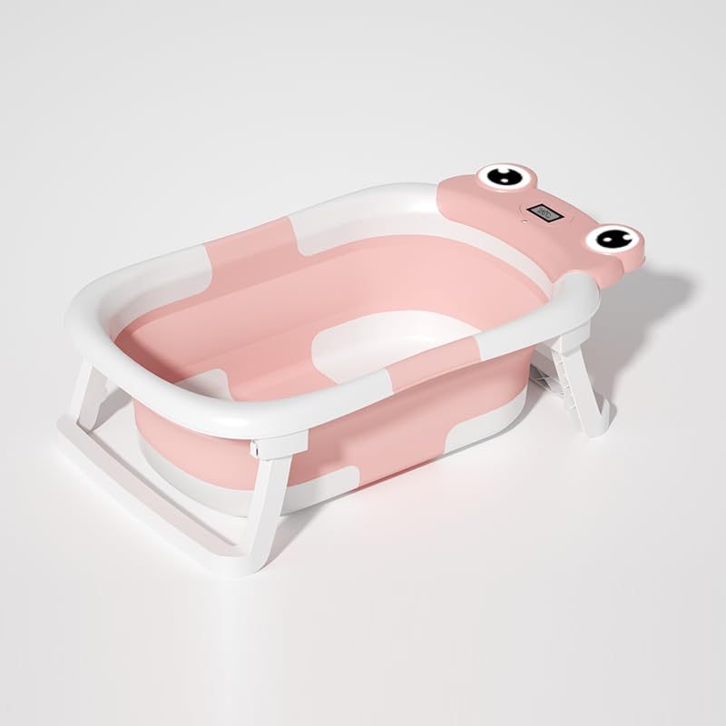 Baby Bathtub , Foldable Baby Bath Tub With Soft Floating Cushion & Thermometer , Collapsible