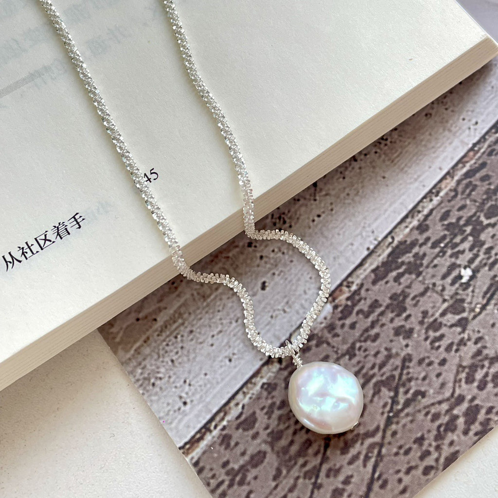 Sterling Silver Baroque Pearl Necklace - Natural Freshwater Pearl Jewelry for Women