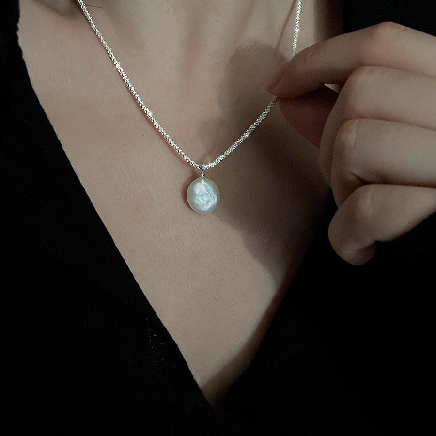 Sterling Silver Baroque Pearl Necklace - Natural Freshwater Pearl Jewelry for Women