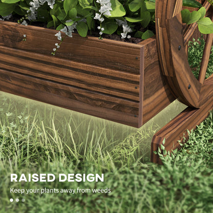 Wooden Wagon Planter Box, 3-Tier Raised Garden Bed, For Vegetables Flowers Herbs