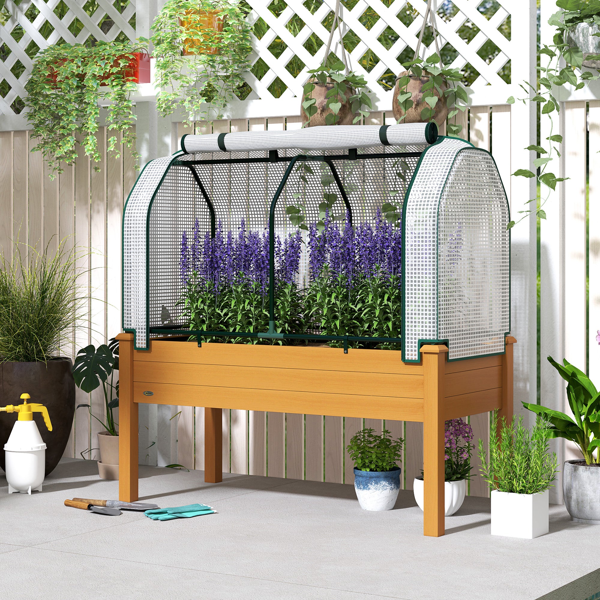 Raised Garden Bed with Greenhouse Cover - 48" x 22" x 46"