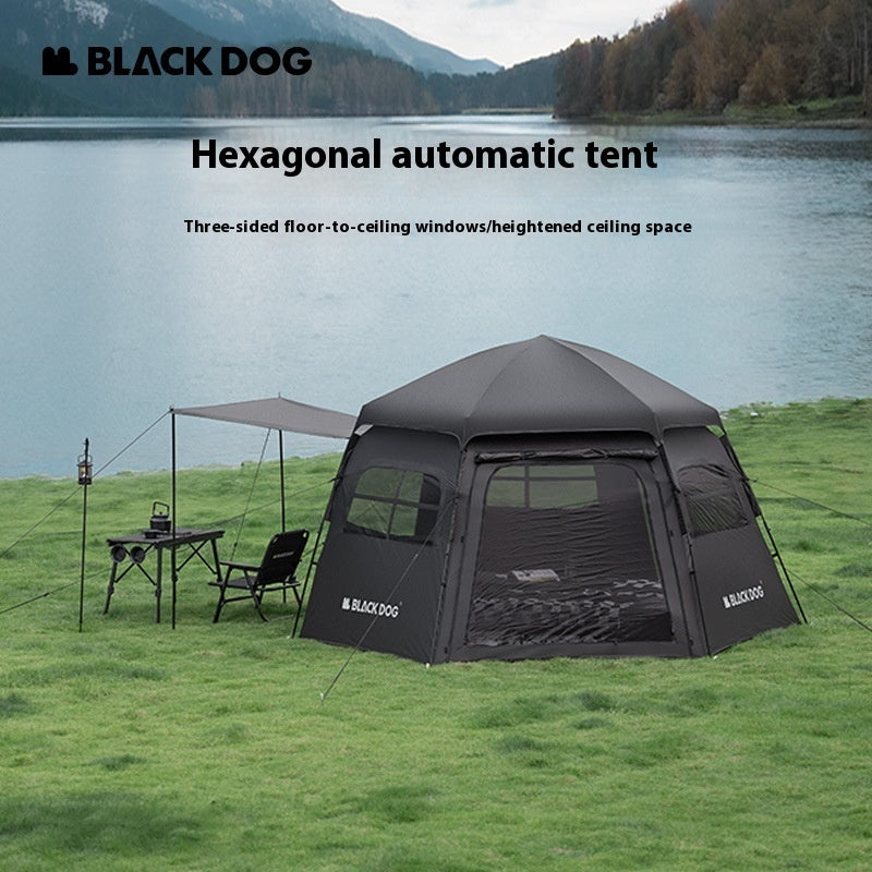 Hexagonal Pop-Up Camping Tent - Automatic Quick-Open Tent for 6-8 People