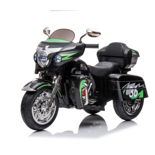 Kids 12V Electric Motorcycle – 2-Seat 3-Wheel Ride-On with Music, Lights & Storage, Ages 3–8