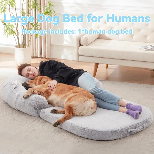 Human Dog Bed – 71"x43"x12" Foldable Plush Orthopedic Bed for People & Pets
