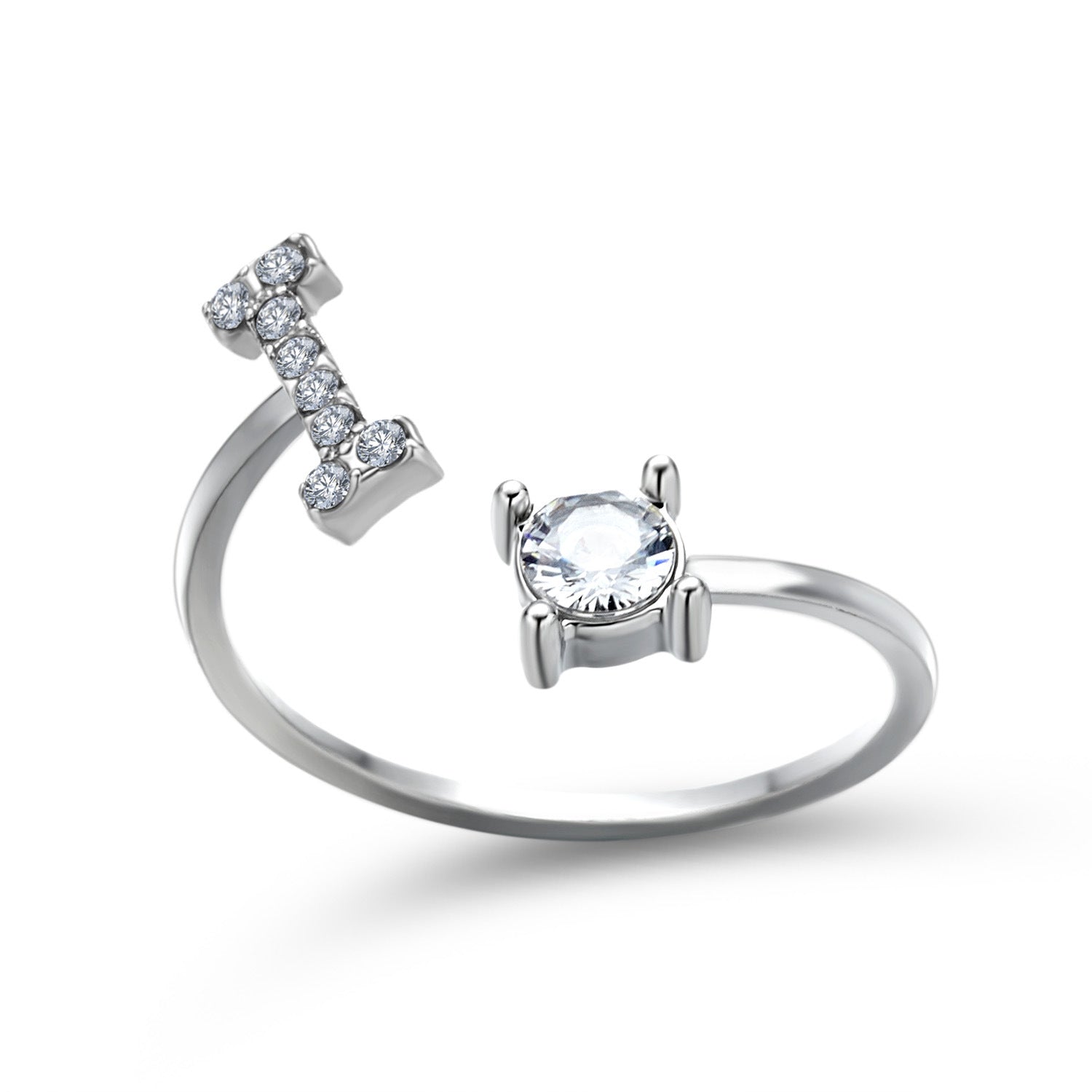 Personalized Initial Letter Ring | Adjustable Zircon Ring for Women