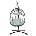 Wicker Hanging Egg Chair with Stand — Indoor & Outdoor Swing Chair