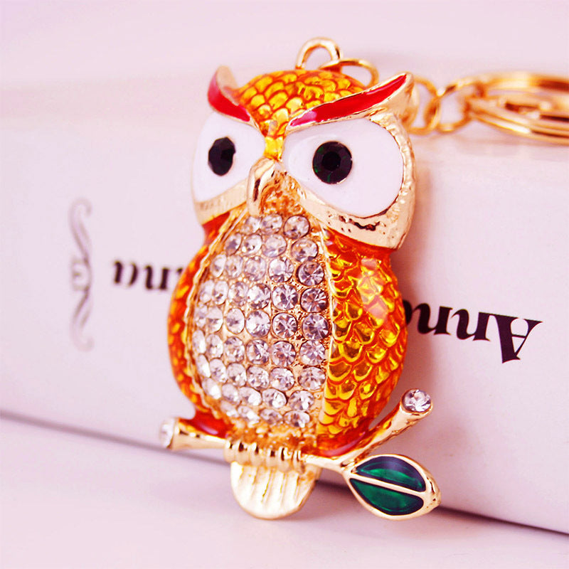 Creative Cartoon Diamond  Owl Car Keychain Pendant