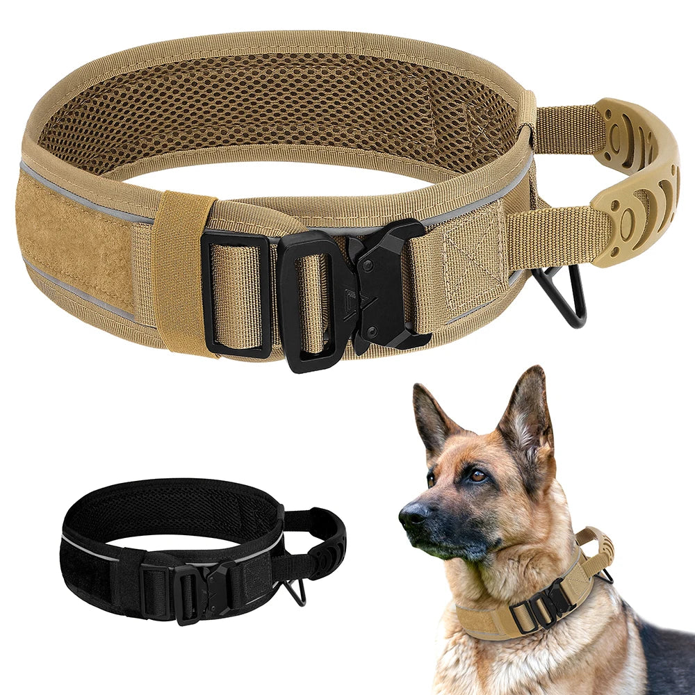 Nylon Durable Dog Collar Military With Handle Strong For Medium Large Dogs