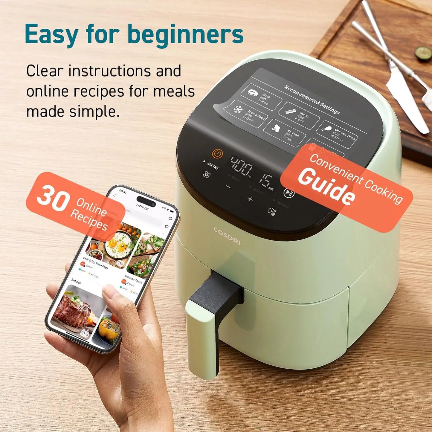 COSORI Air Fryer 2.1 Qt, 4-in-1 Small Mini Airfryer