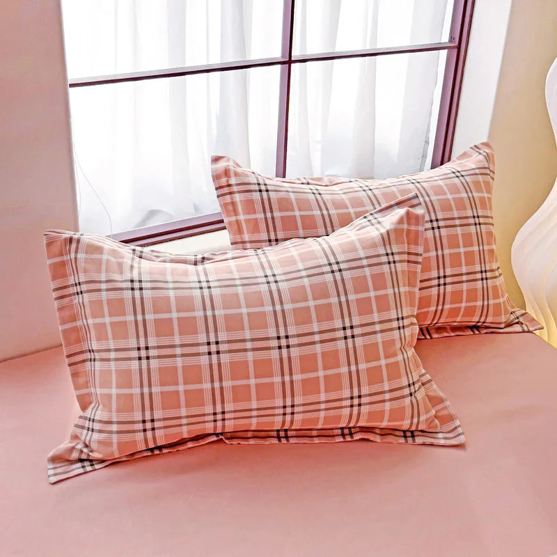 Plaid Washed Cotton 4-Piece Bedding Set