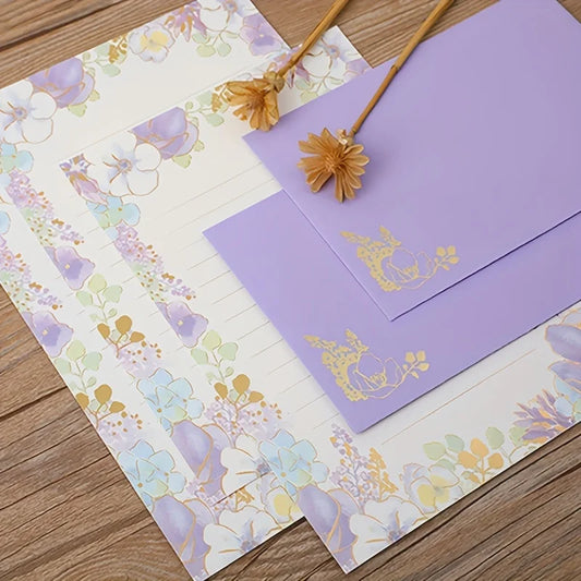 Stationery Writing Paper With Envelopes, Floral Style Lined Stationary Paper