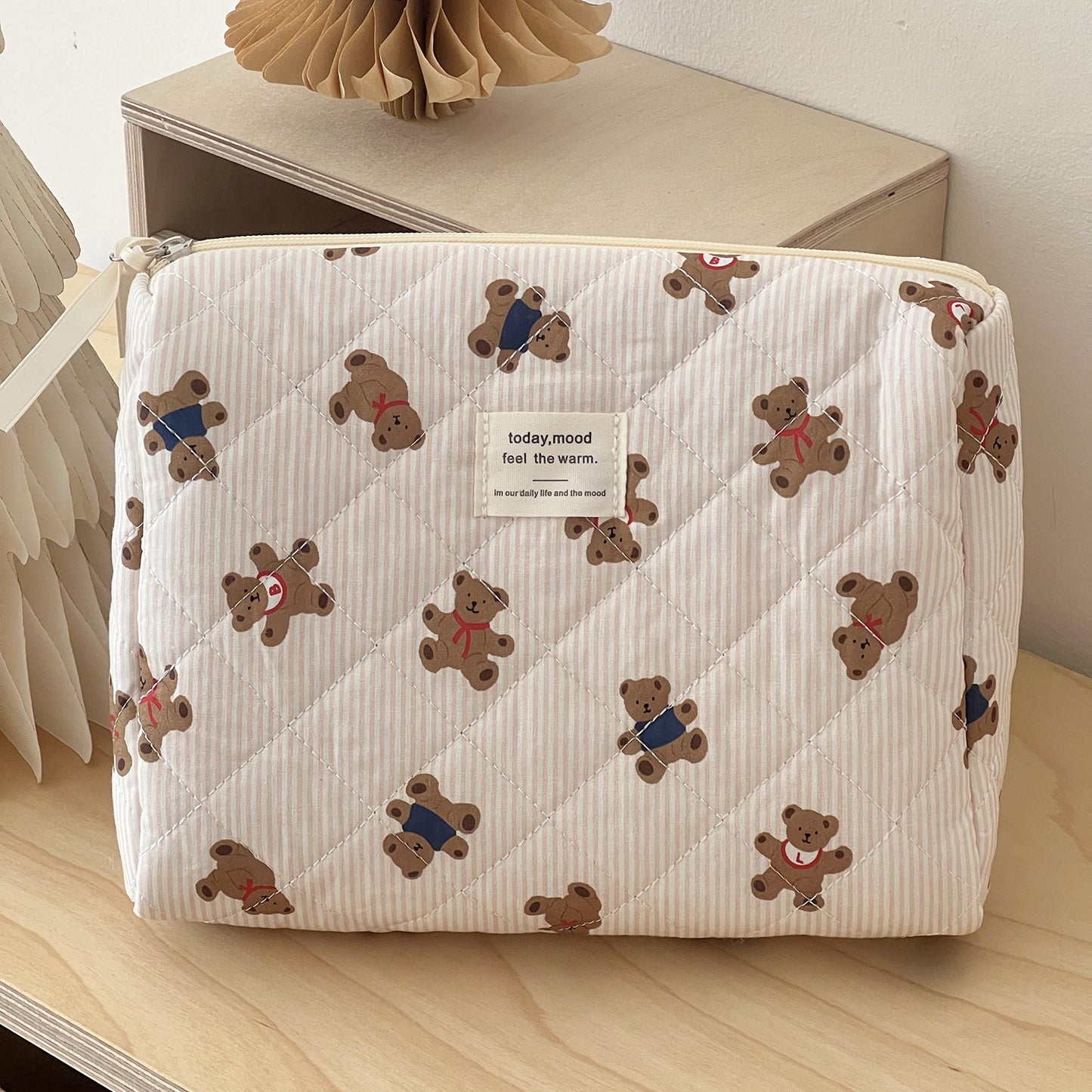 New Striped Bear Makeup Cosmetic Bag