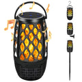 4-in-1 Wireless Bluetooth 5.3 Outdoor LED Flame Speaker – IPX5 Waterproof, Patio & Garden Speaker with 3 Flame Light Modes, Hook, Stake & Wall Mount, Sync Up to 100 Speakers