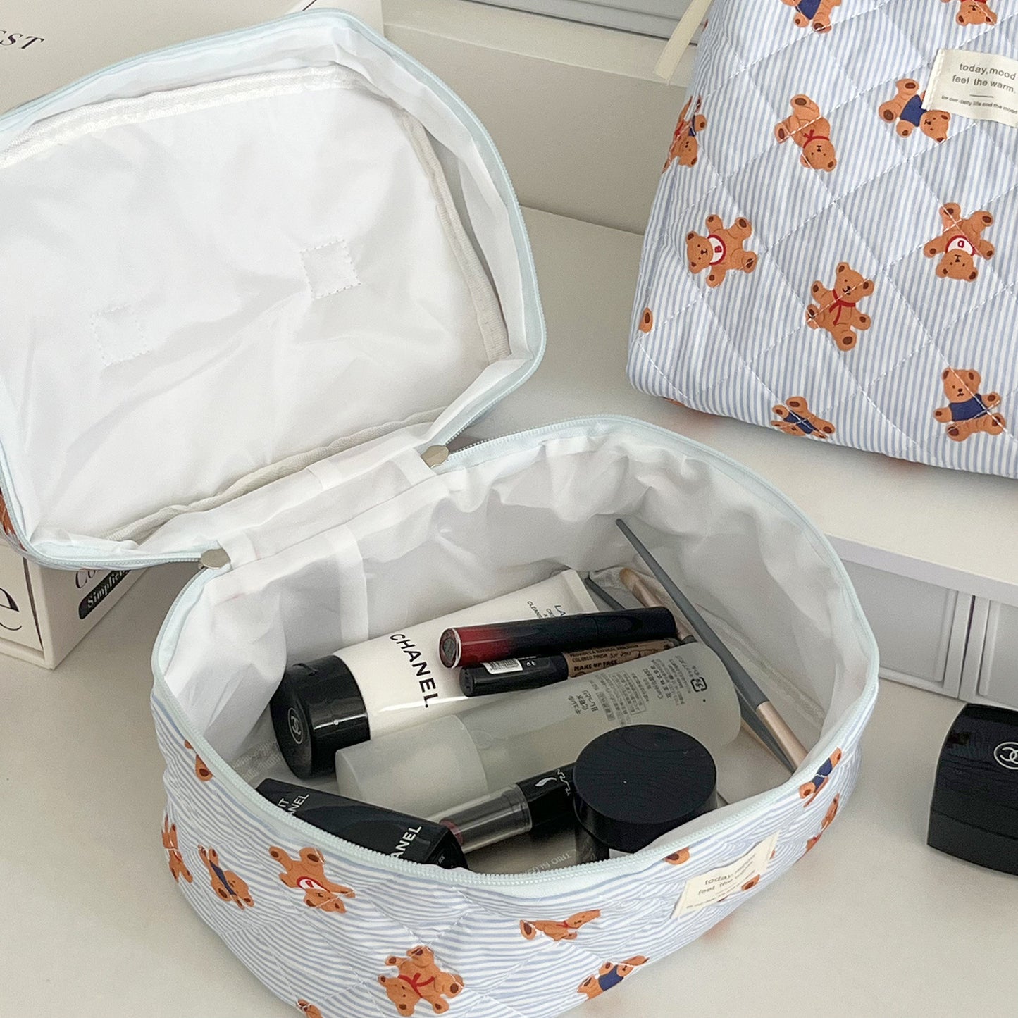 New Striped Bear Makeup Cosmetic Bag