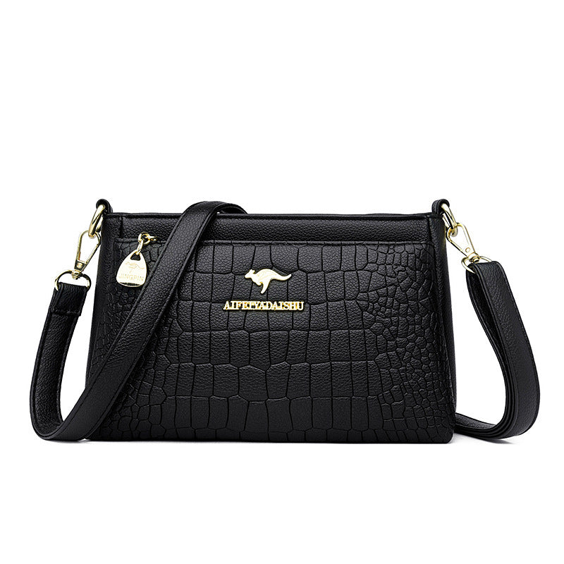 Sheila Merchandise black textured purse for every occasion with adjustable strap and gold accents