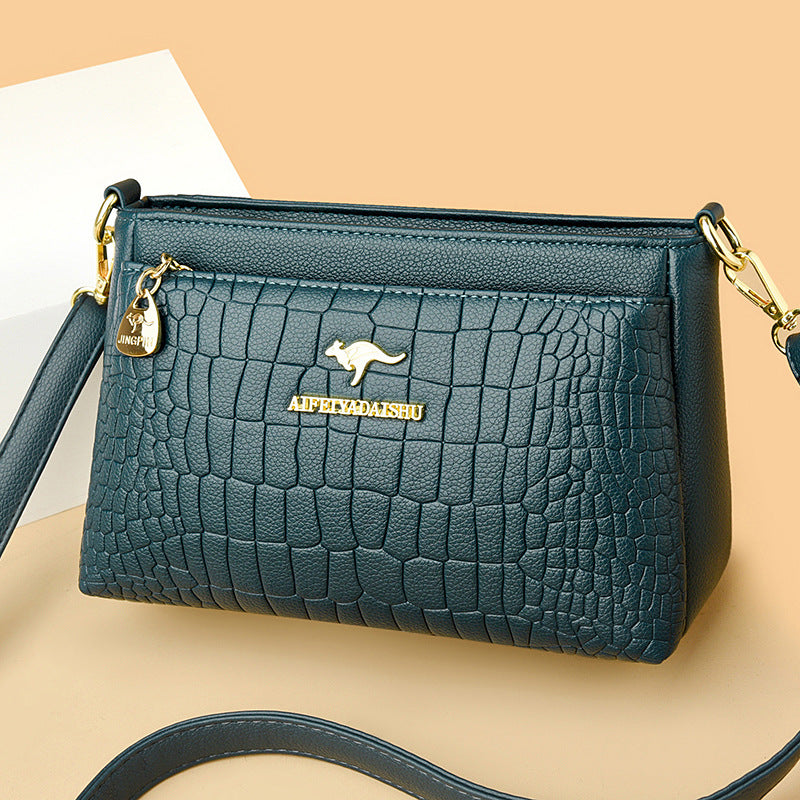 Sheila Merchandise stylish black crocodile texture purse for every occasion with gold accents and adjustable strap