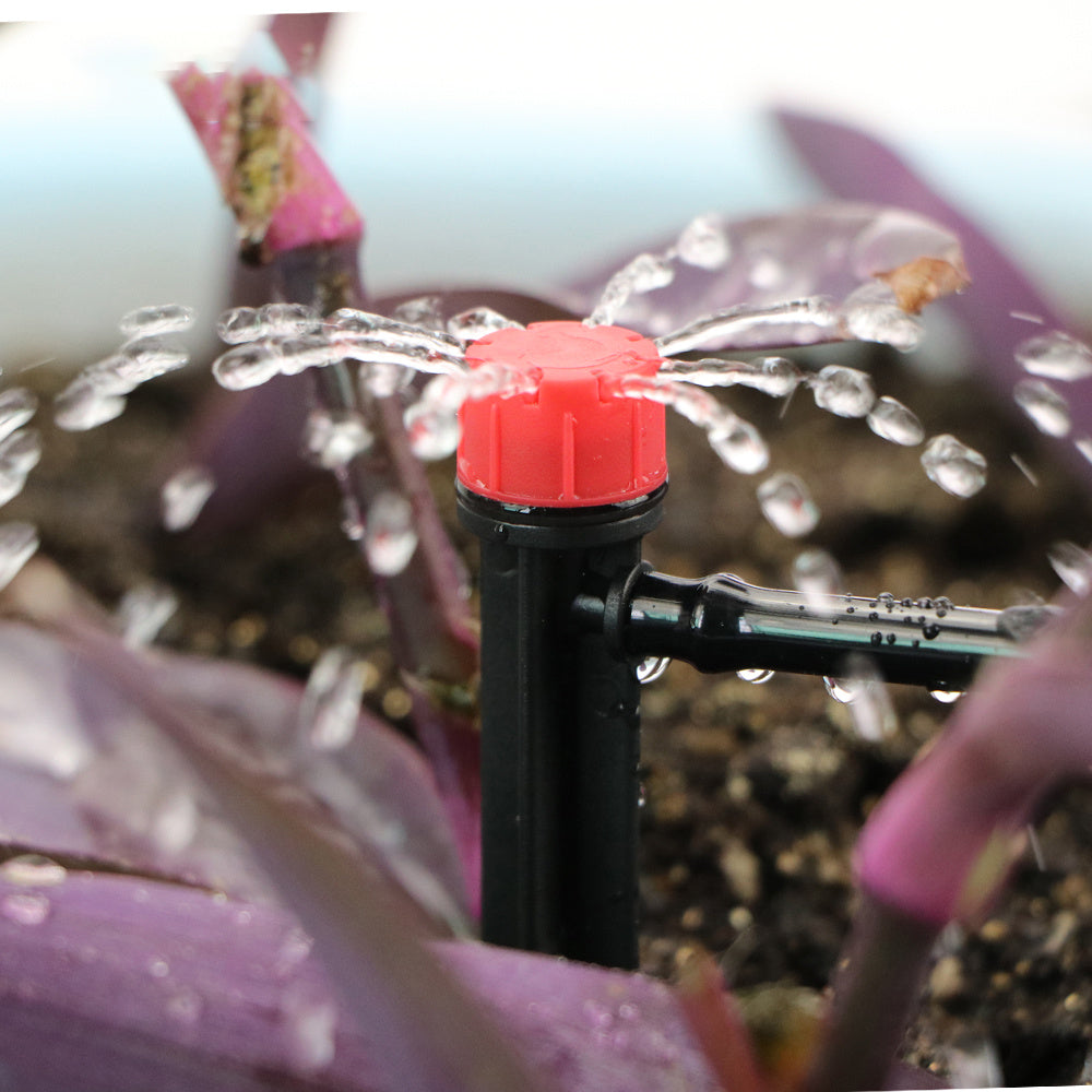 Sheila Merchandise automatic garden irrigation system sprinkler watering purple plants in soil