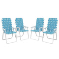 Set of 4 Patio Folding Chairs, Classic Outdoor Camping Chairs, Portable Lawn Chairs w/ Armrests, Blue