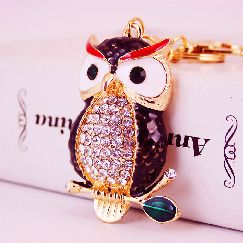 Creative Cartoon Diamond  Owl Car Keychain Pendant
