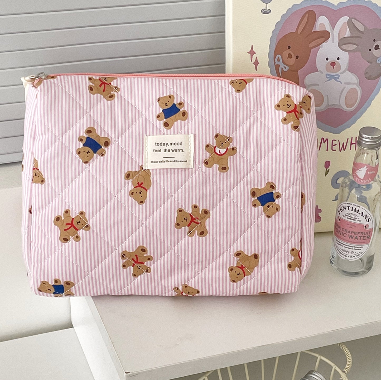 New Striped Bear Makeup Cosmetic Bag