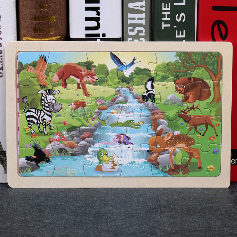 80-Piece Wooden Animal Puzzle - Educational Toy for Kids