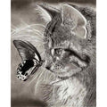 Diamond Cat And Butterfly Embroidery Kit Resin Cross Stitch DIY Craft Hobby