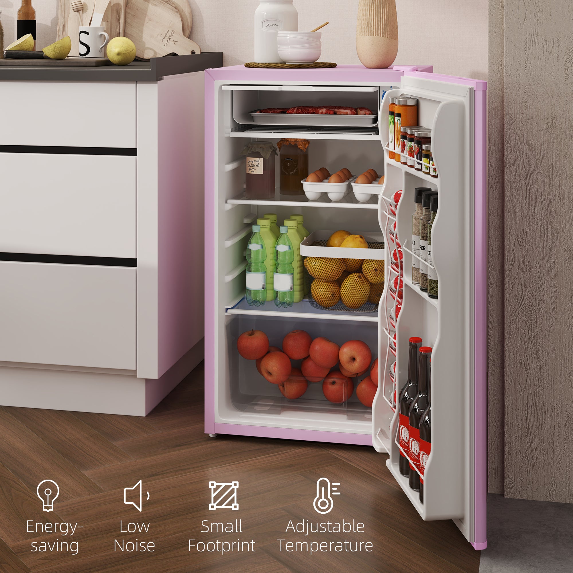 3.2 Cu.Ft Mini Fridge with Freezer - Compact Refrigerator - Pink
