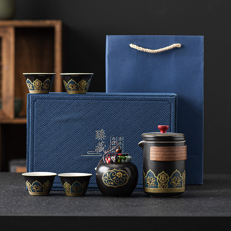 Tea Set Suit Ceramic One Pot Four Cups Gift Box
