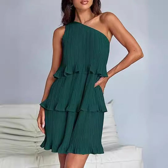 Off-Shoulder Layered Hem Dress