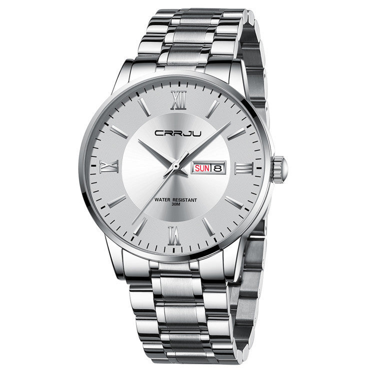 Sheila Merchandise men's casual silver stainless steel high-quality business watch with date display