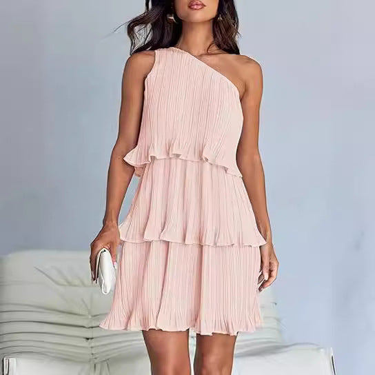 Off-Shoulder Layered Hem Dress