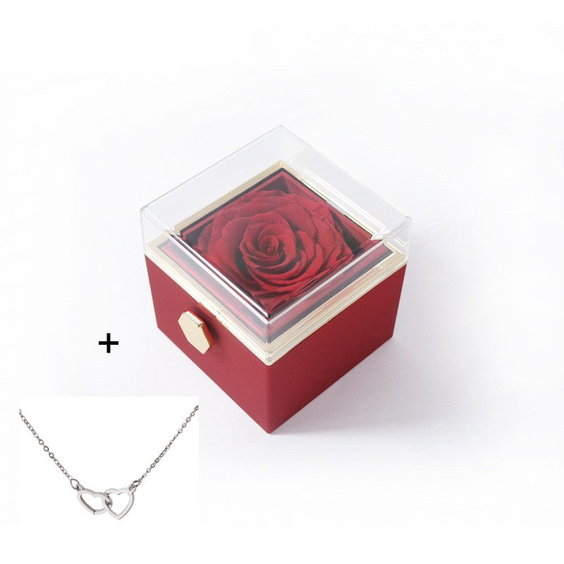Acrylic Ring Box - Valentine's Day Proposal & Engagement Gift Box with Rose