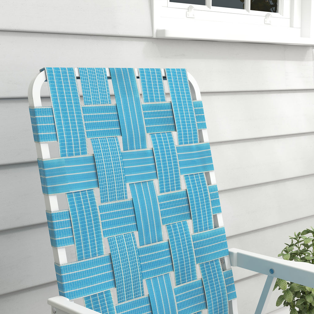 Set of 4 Patio Folding Chairs, Classic Outdoor Camping Chairs, Portable Lawn Chairs w/ Armrests, Blue