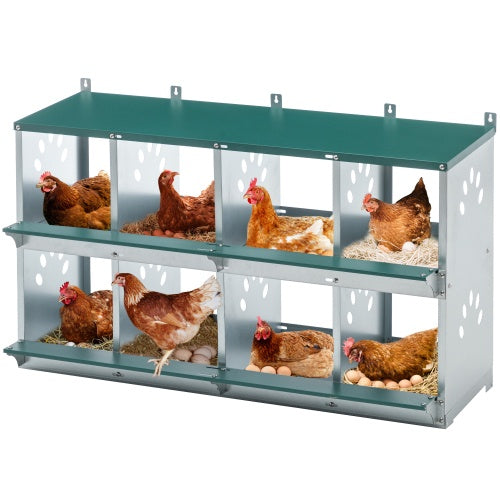 8 Compartment Chicken Nesting Box – Metal Poultry Nest Box for Hens