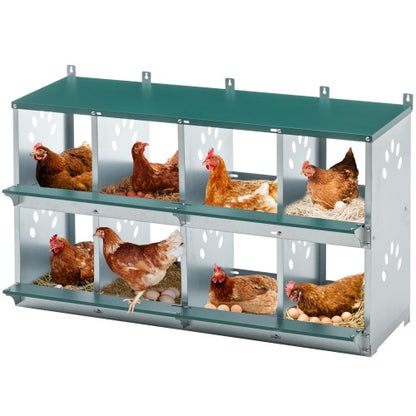 8 Compartment Chicken Nesting Box – Metal Poultry Nest Box for Hens