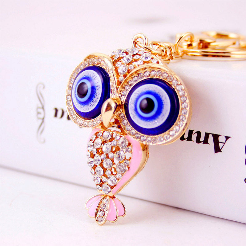 Creative Cartoon Diamond  Owl Car Keychain Pendant