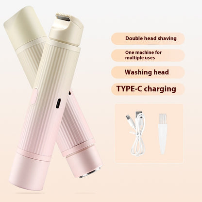 Sheila Merchandise double-headed shaver for women with Type-C charging and washable heads in pink and beige