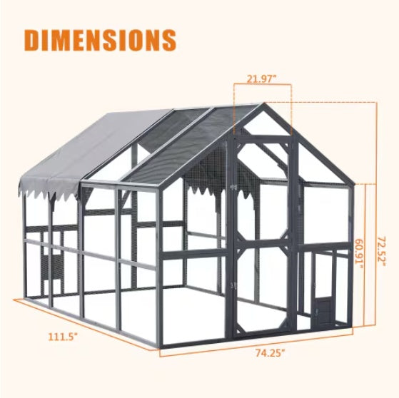 Spacious and durable chicken enclosure with a gabled roof and ample space for chickens